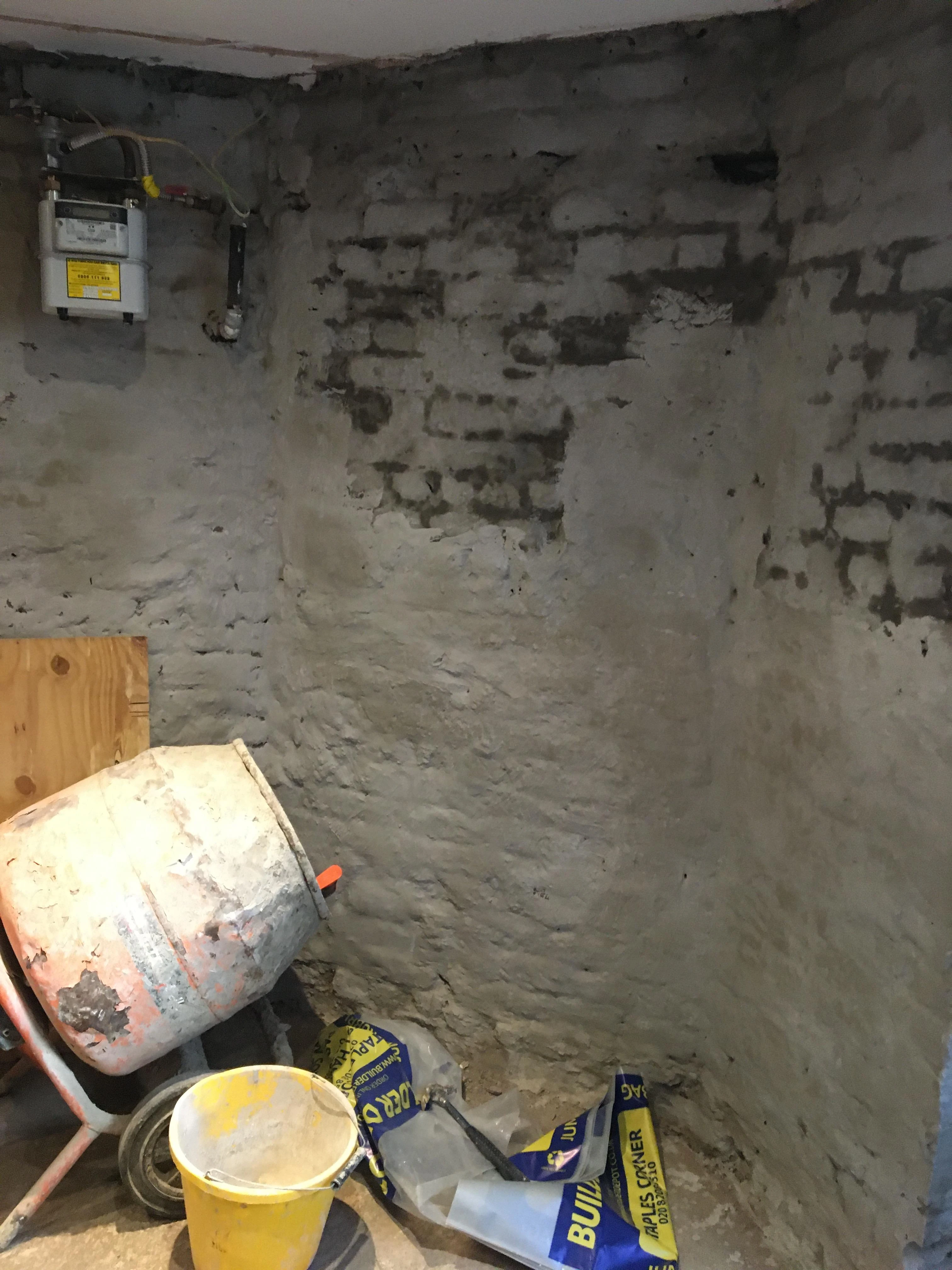Unfinished brick wall